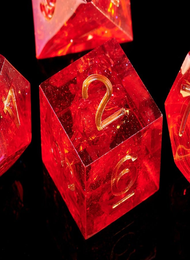 FugaCity DND Dice Set,Handmade Sharp Edge 7 Piece Resin Dice-Dungeons and Dragons Polyhedral Dice Set, D&D Dice Set with Gift Dice Case for RPG MTG Table Games (RED) - Image 3